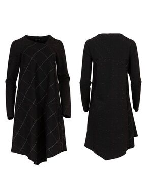 Ozai N Ku Fiorello Dress Lagenlook Wool Blend Asymmetric Relaxed Dress
